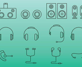 Ear Bud And Speaker Icons