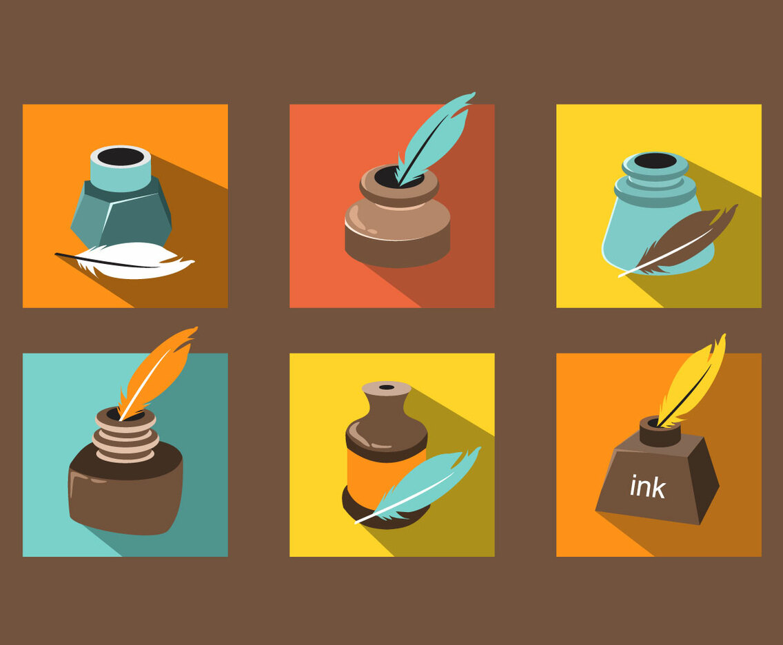 Various Ink Pot Vector