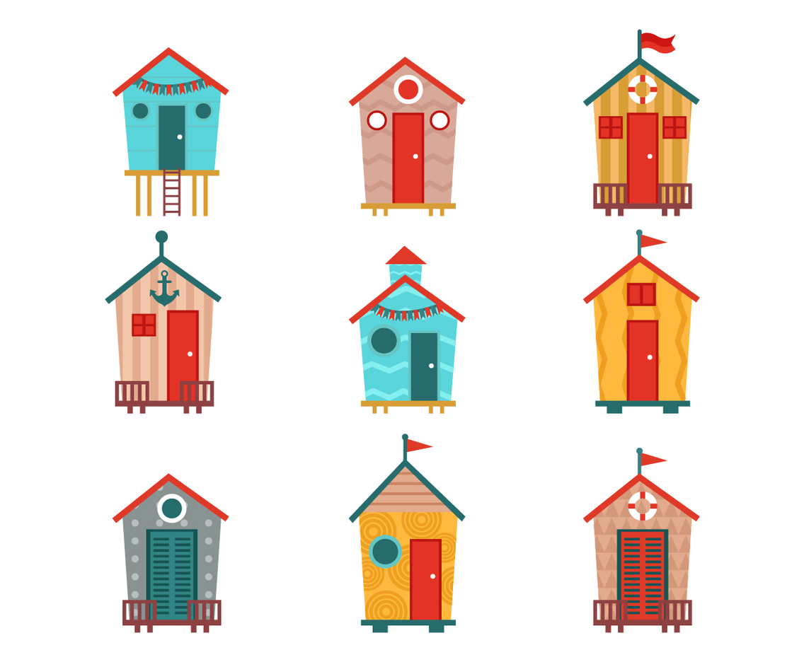Free Various of Beach Hut Vectors