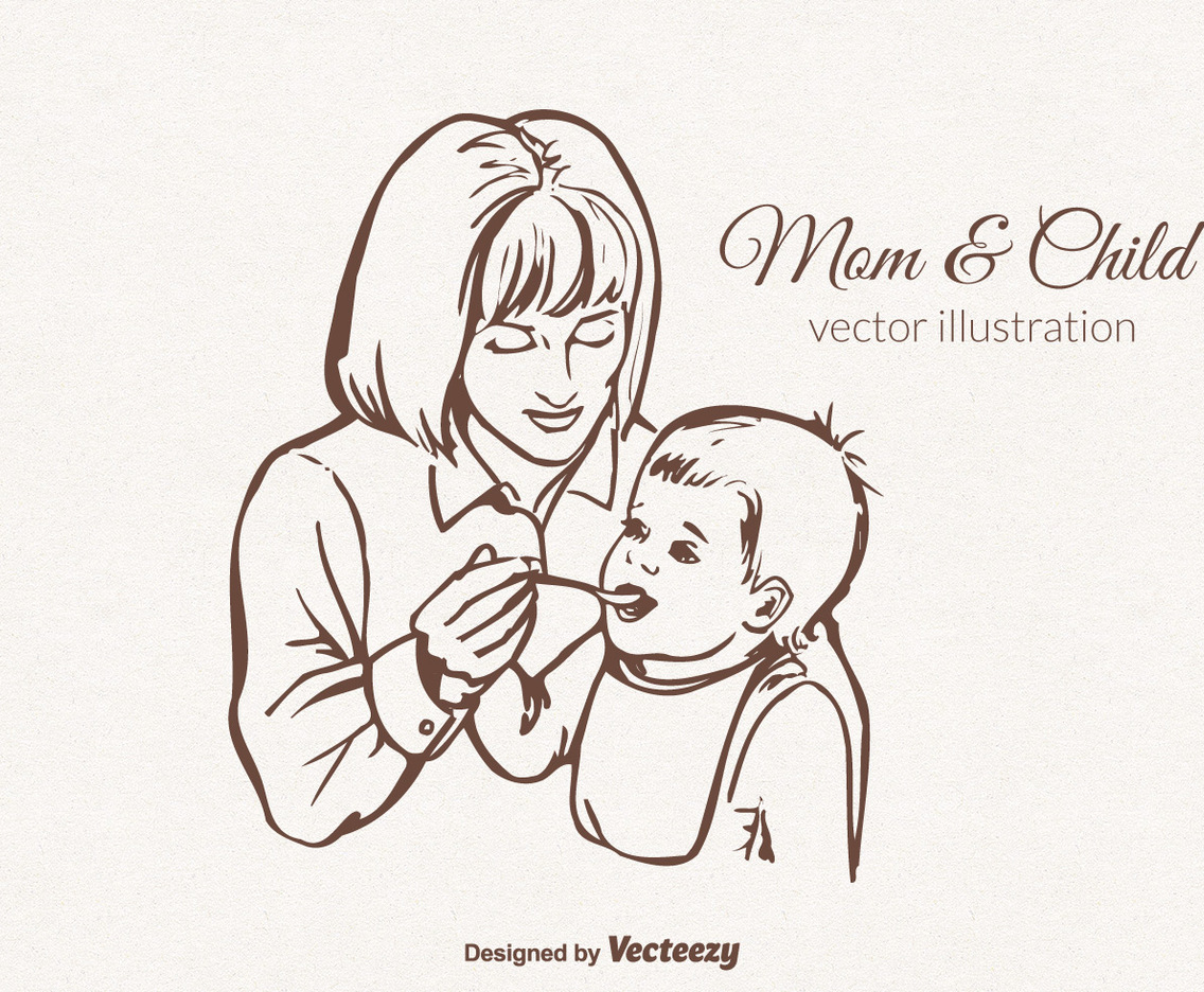 Free Vector Mom And Child Illustration