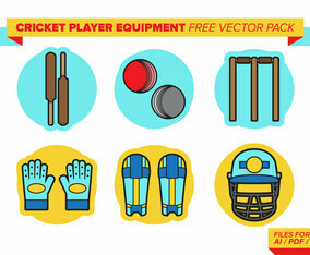 Cricket Player Equipment Free Vector Pack