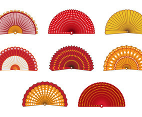 Set Of Colorful Spanish Fan Vector