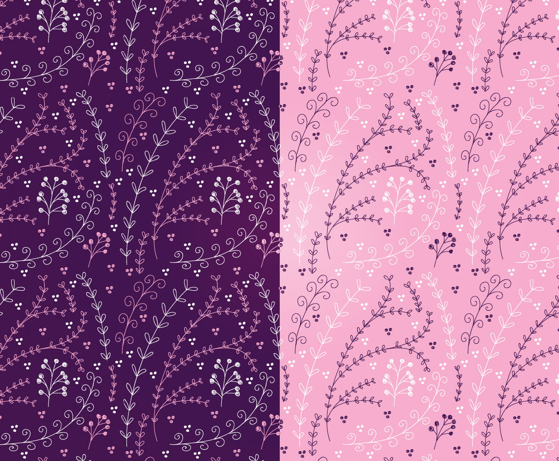 Vector Magenta Floral Patterns