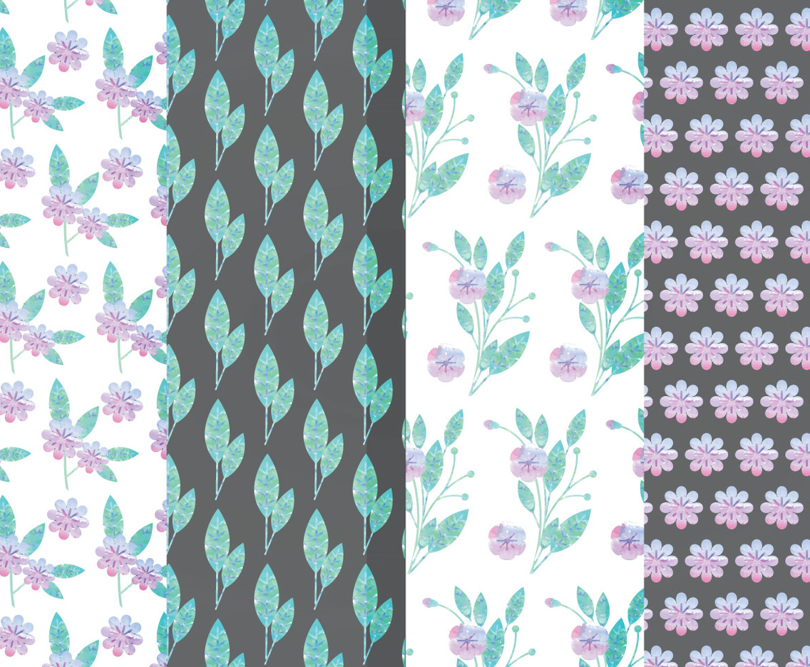 Vector Lilac Floral Patterns