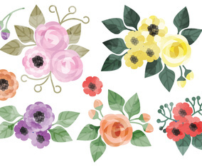 Vector Watercolor Floral Elements