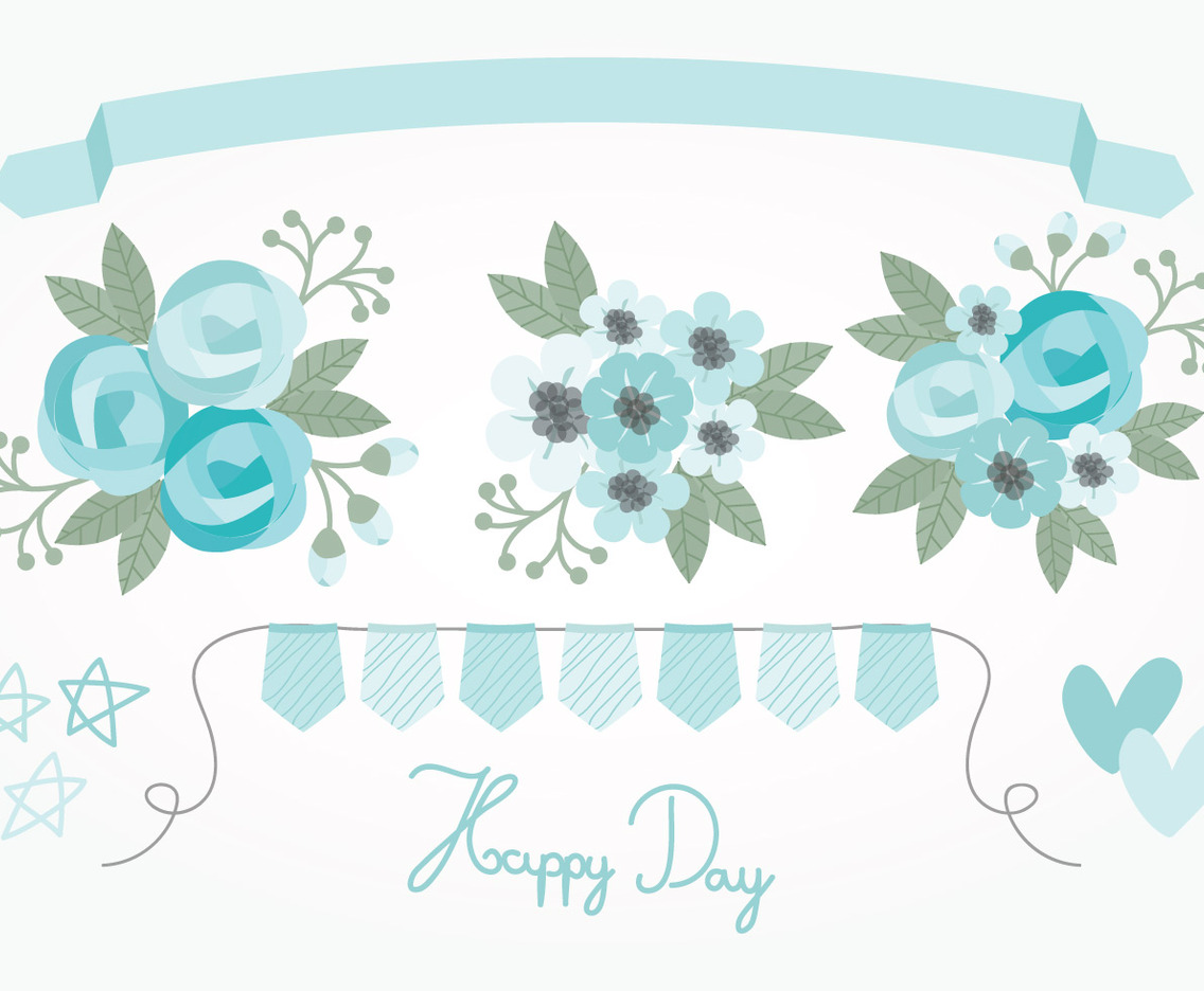 Vector Blue Floral Elements