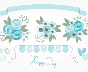 Vector Blue Floral Elements