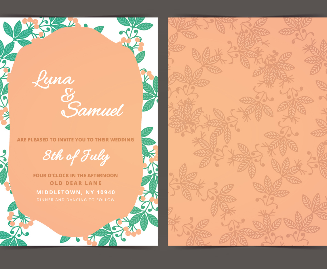 Orange Berry Vector Wedding Invite