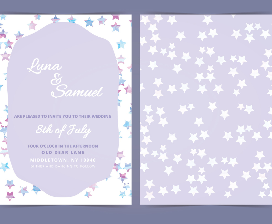 Vector Star Filled Wedding Invite