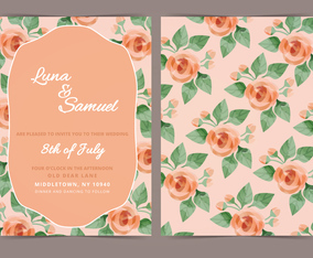 Vector Orange Rose Wedding Invite