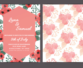 Vector Red Poppy Wedding Invite