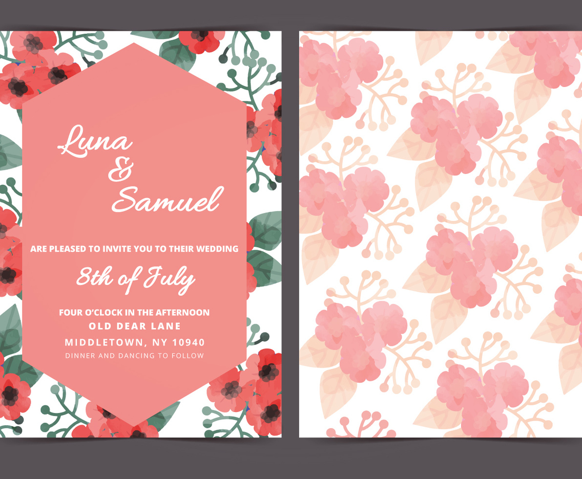 Vector Red Poppy Wedding Invite