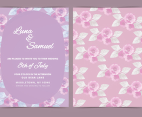 Vector Lilac Flower Wedding Invite
