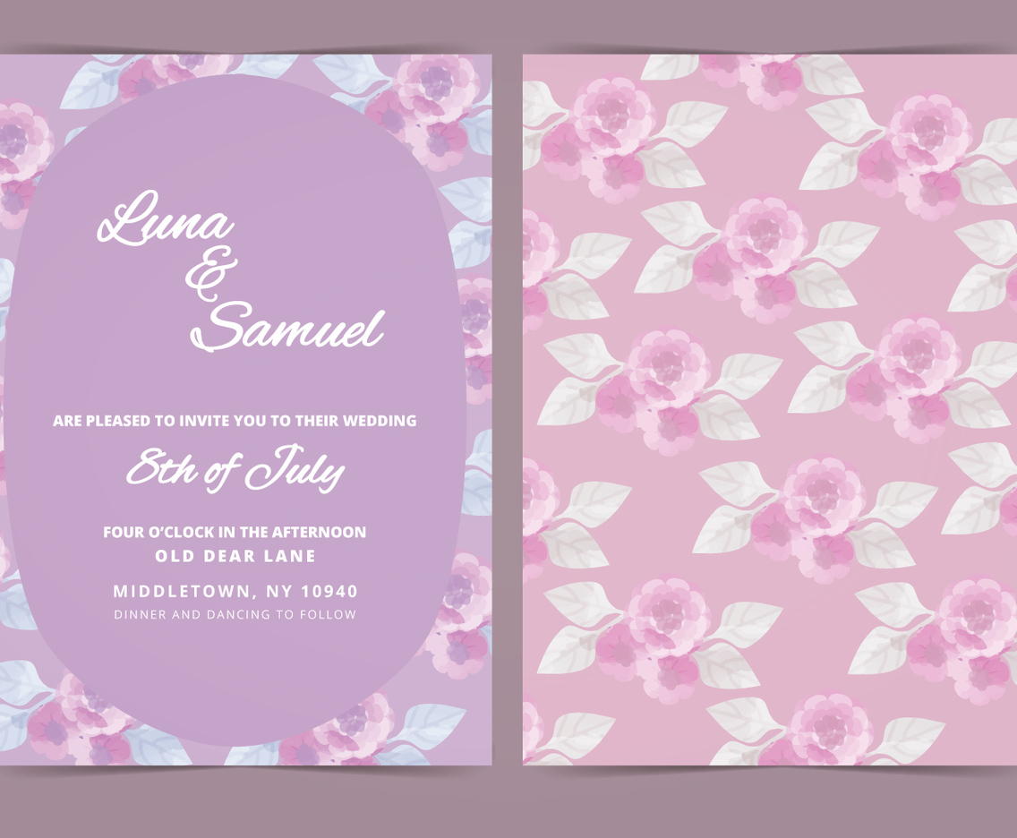 Vector Lilac Flower Wedding Invite
