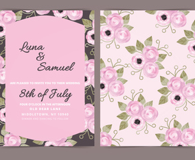 Vector Dark Floral Wedding Invite