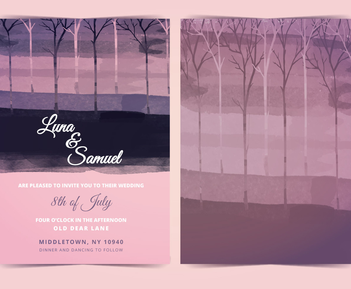 Vector Dark Forest Wedding Invite