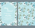 Vector Sky Blue Floral Wedding Invite