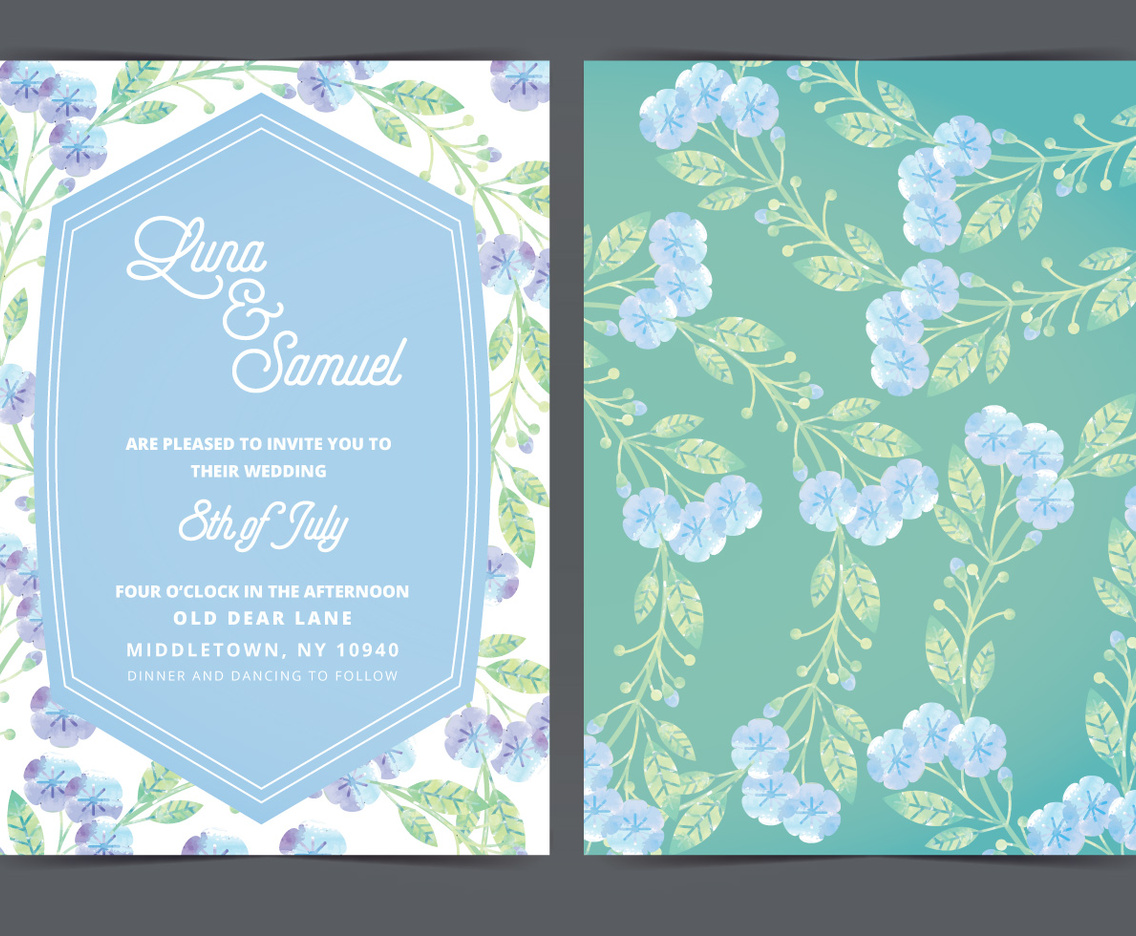 Lilac Flower Vector Wedding Invite