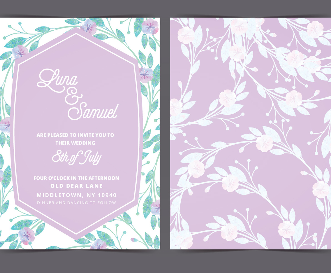 Vector Lilac Wedding Invite