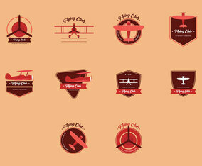 Biplane Vintage Logo Set