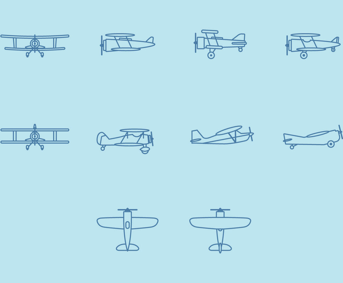 Biplane Icon Set