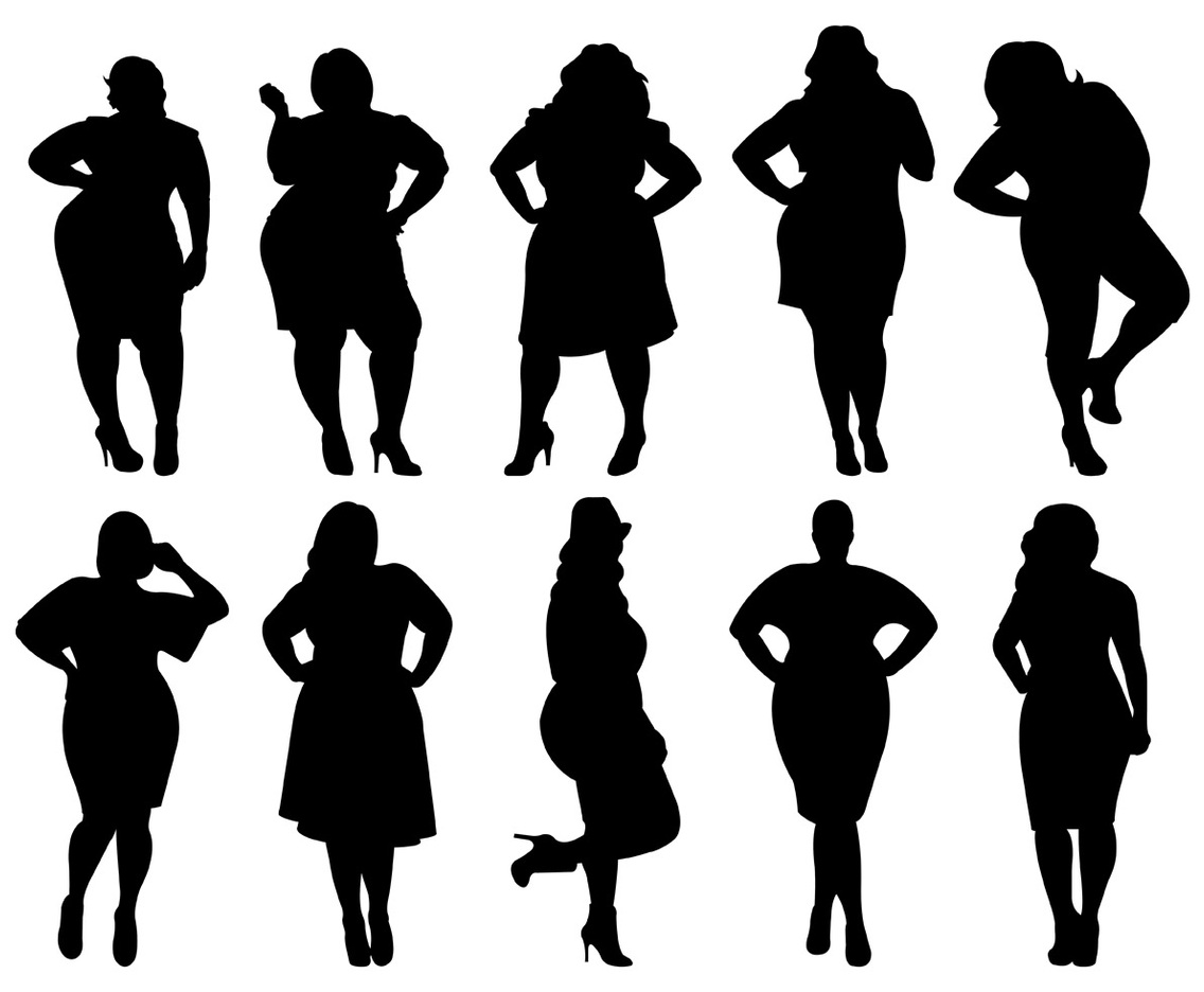 Fat Women Silhouettes Vector