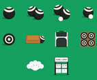 Lawn Bowls Equipment Icon Set