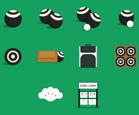 Lawn Bowls Equipment Icon Set