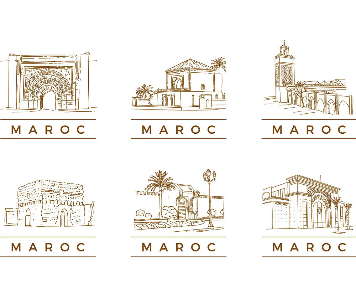MAROC TOURIST LANDMARK VECTOR