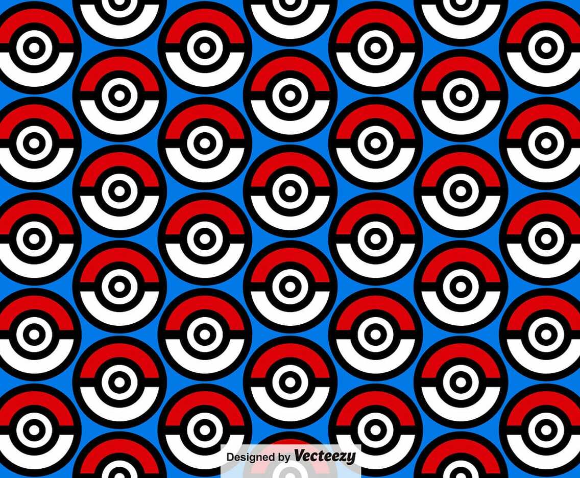 Vector Seamless Pattern With Pokemon Ball Icons