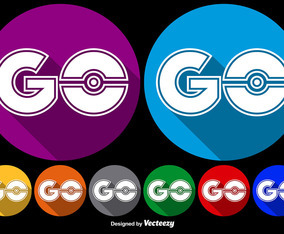 Vector Flat Go Symbol Icons For Pokemon Game