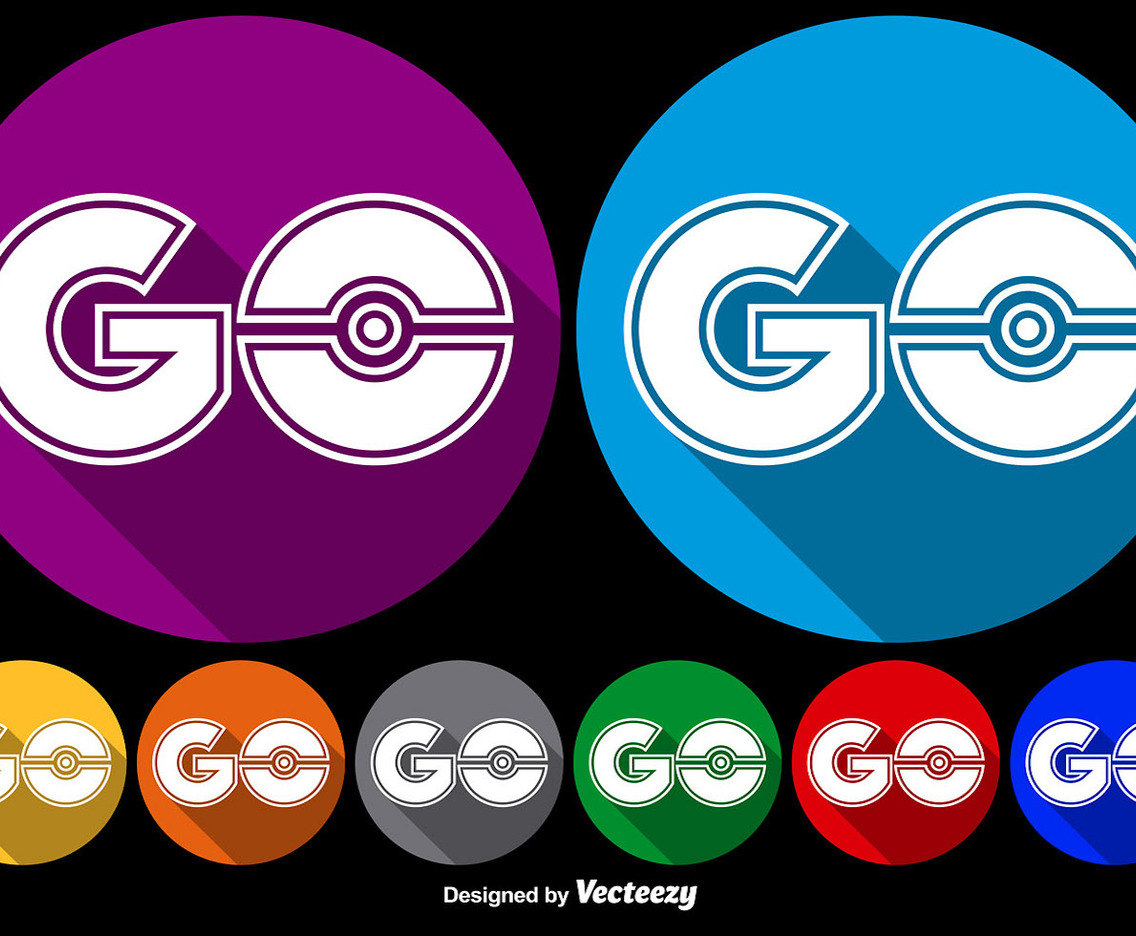 Vector Flat Go Symbol Icons For Pokemon Game