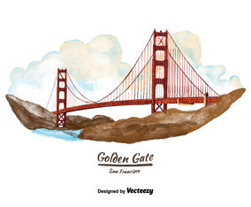 Free San Francisco Golden Gate Bridge Watercolor Vector