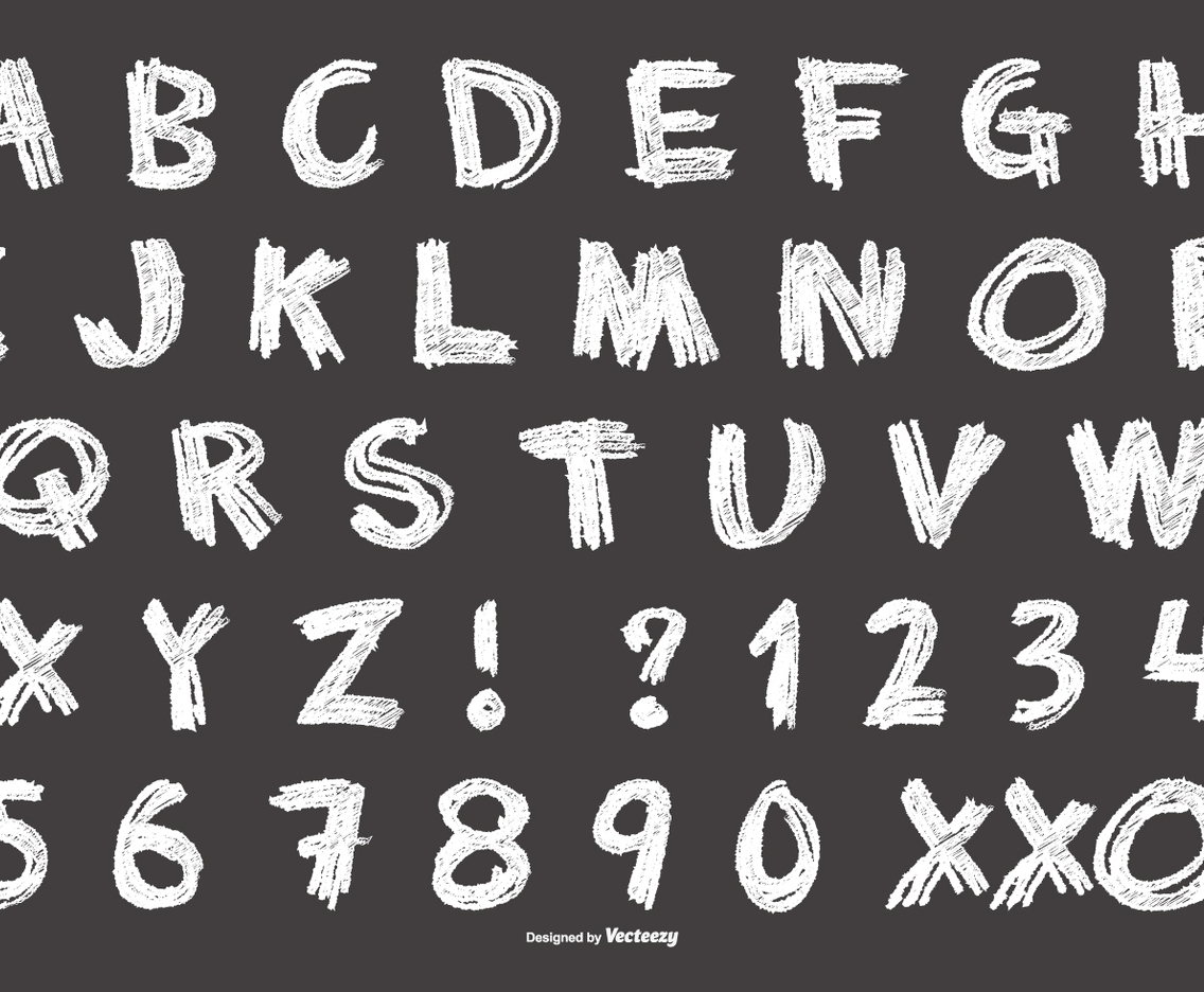 Messy Chalk Style Alphabet