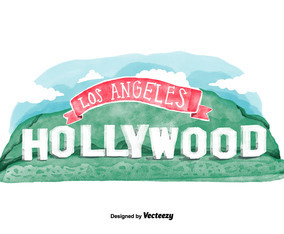 Free Hollywood Sign Watercolor Vector
