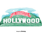 Free Hollywood Sign Watercolor Vector