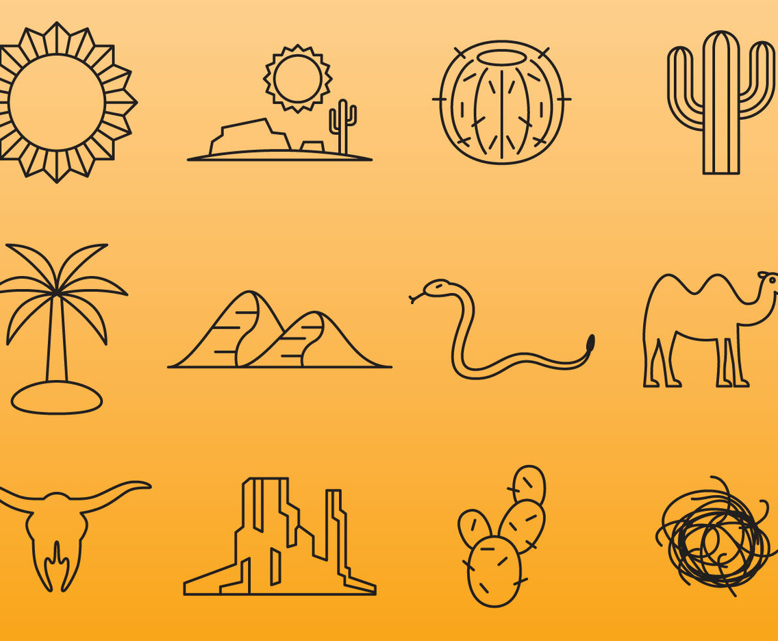 Desert Line Icons