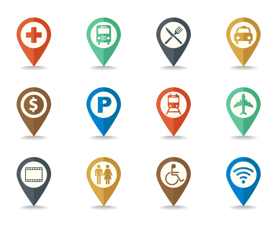 Free Map Legend and Sign Icon Set Vector