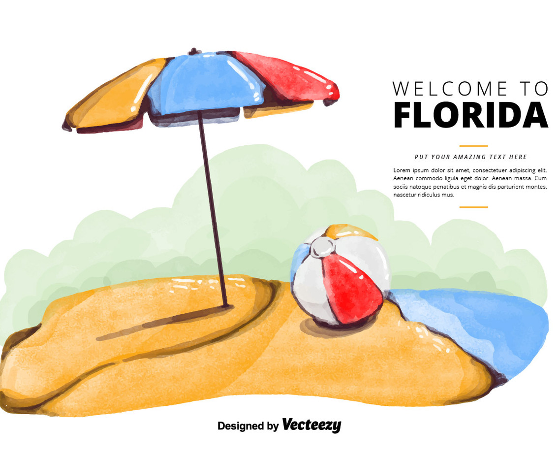 Free Florida Beach Watercolor Vector