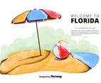Free Florida Beach Watercolor Vector
