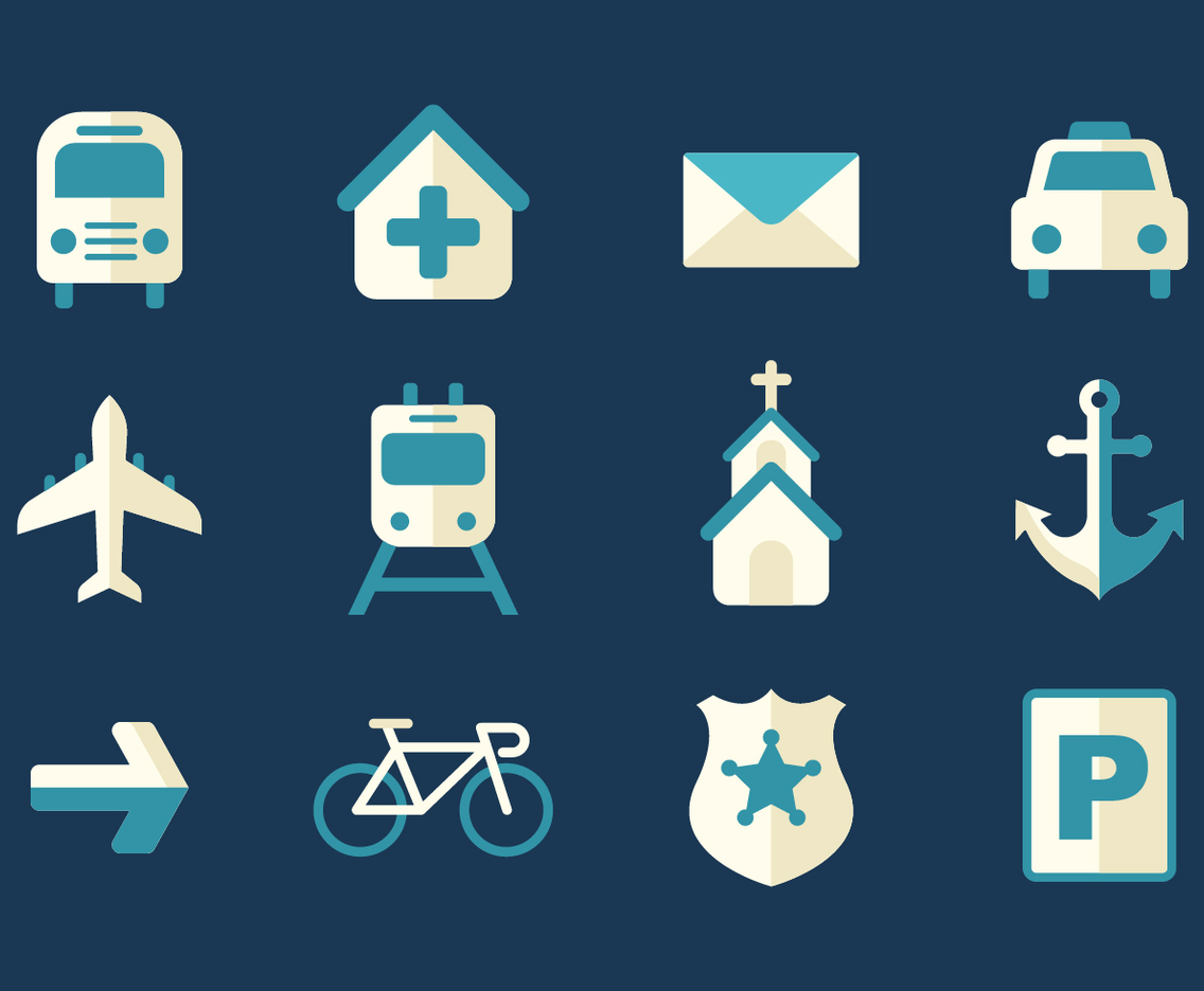 Free Transportation and Sign Icons Vector