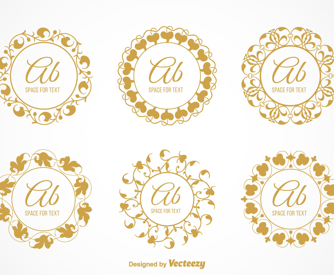 Free Vector Elegant Floral Monograms
