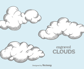 Free Vector Engraved Clouds