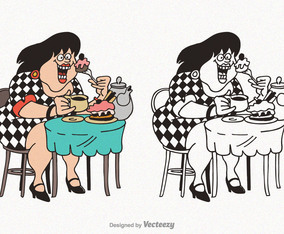 Free Cartoon Fat Woman Vector Illustration