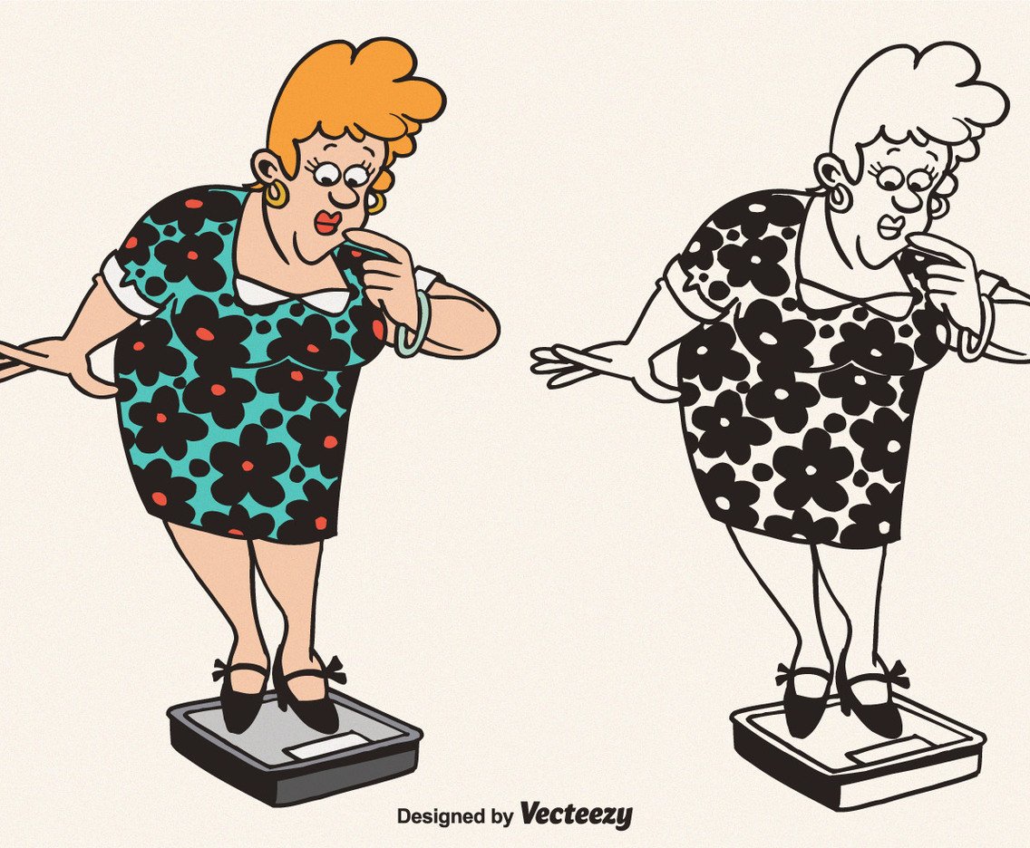 Free Vector Cartoon Fat Woman Illustration