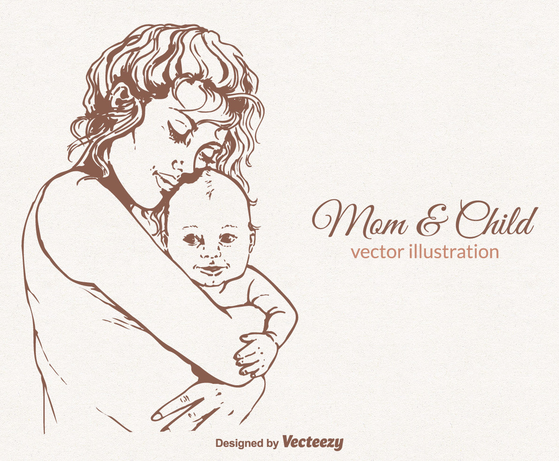 Free Mom And Child Vector Illustration
