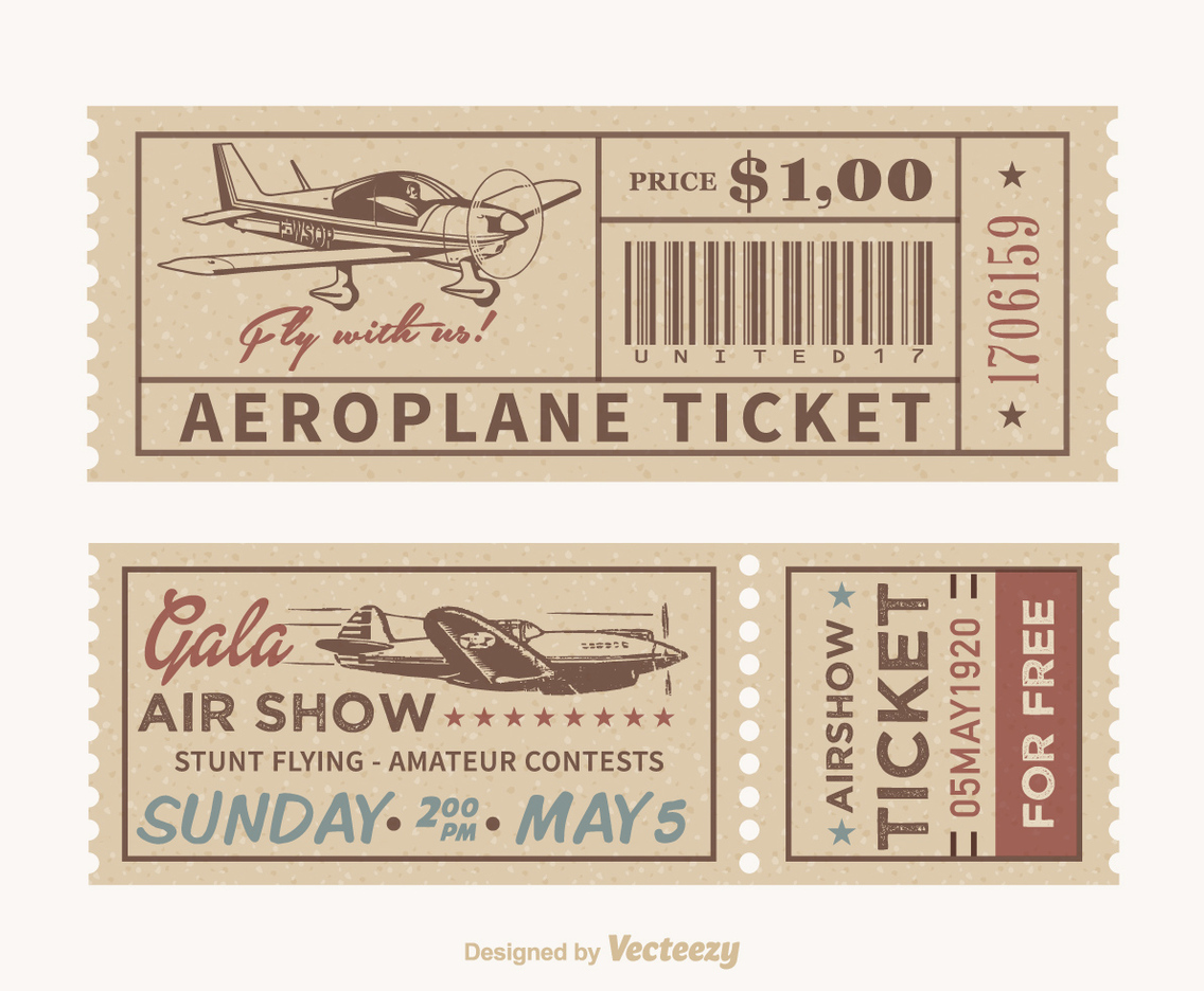 Free Vector Retro Airplane Tickets