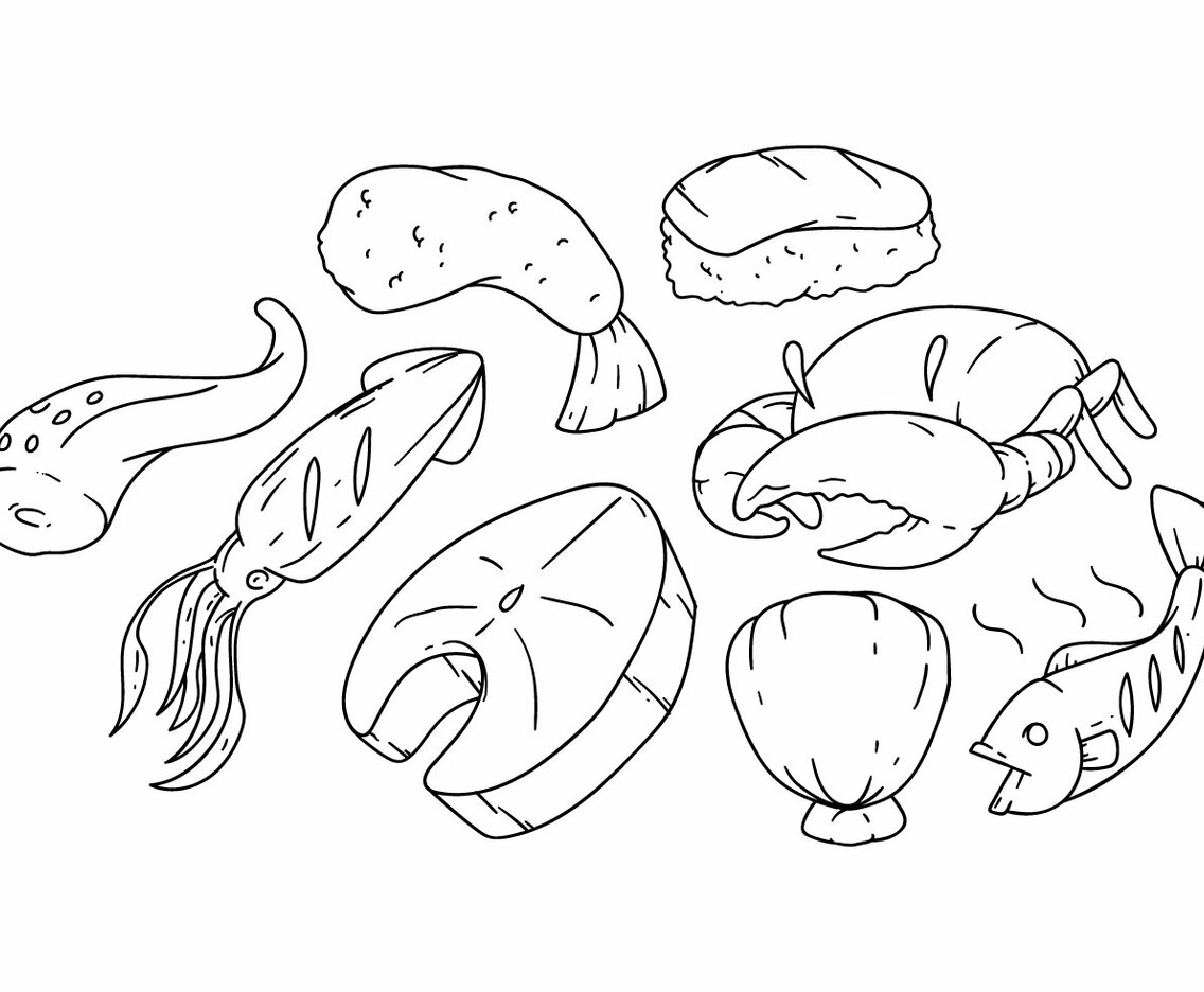 Free Hand Drawing Seafood Icon Vector