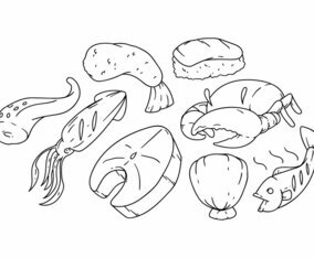 Free Hand Drawing Seafood Icon Vector
