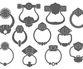 Door Handle Silhouettes Vector Set